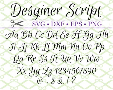 Designer Script Svg Font Cricut And Silhouette Files Svg Dxf Eps Png