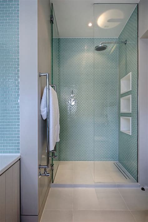 A glass tile bathroom doesn't have to look dated—these six spaces show how fun the shimmery material can be. kent yellow glass tiles bathroom contemporary with tile ...