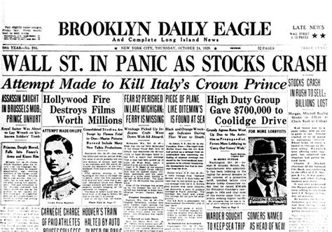 What is a stocks market crash? Great Depression in the US and Europe 1929-1939 timeline ...