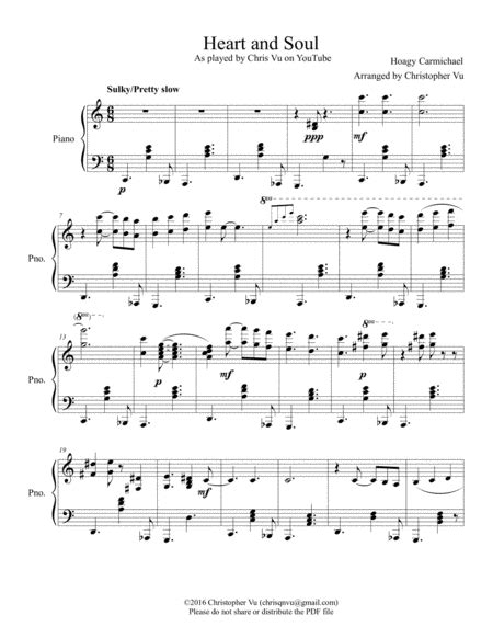 All instrumentations piano, vocal and guitar (155) piano solo. Download Heart And Soul Sheet Music By Hoagy Carmichael ...