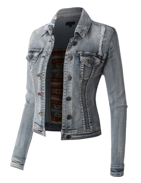 le3no womens vintage cropped denim jean jacket with pockets cropped denim jean jacket long