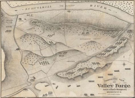 Topographic View Of Valley Forge During The Encampment Of Washingtons