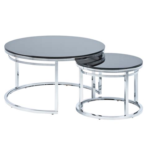 Blackened bronze large rectangle glass coffee table with nesting tables. NEW Black Glass & Chrome Isola Nesting Coffee Table Set | eBay