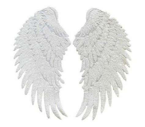 Large White Sequin Iron On Angel Wing Appliques Mirror Pair Etsy