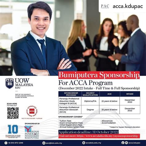 Permohonan Biasiswa Bumiputera Program ACCA UOW Malaysia KDU