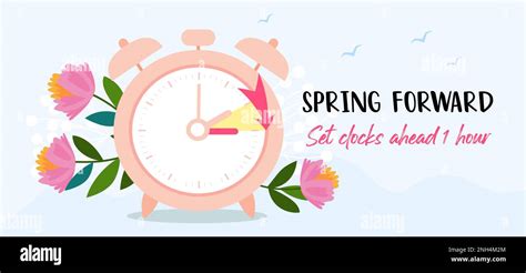 Daylight Saving Time Begins Banner Spring Forward Reminder Guide With