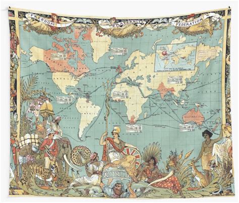 Walter Crane Imperial Federation Map Of The World Showing The Extent