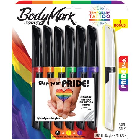Buy Bodymark By Bic Temporary Tattoo Marker Pride Pack Skin Safe