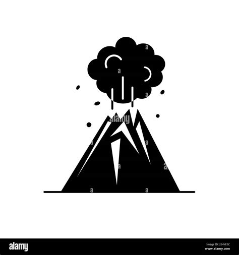 Volcano Eruption Silhouette Icon In Flat Style Mountain Symbol On