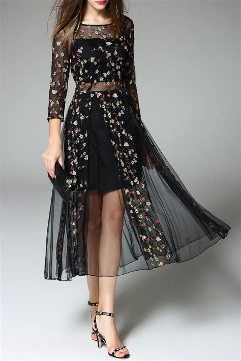 Najlepsze oferty i okazje z całego świata! Sheer Tiny Flower Embroidered Dress Click on picture to ...