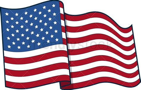 Waving American Flag Cartoon Vector Clipart Friendlystock