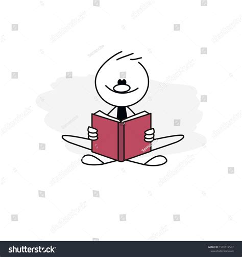 Doodle Stick Figure Man Reading A Book Hand Royalty Free Stock
