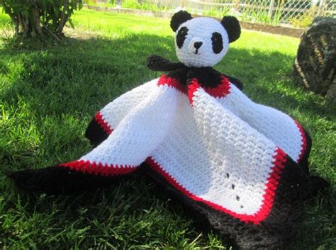 Giant panda bear red panda cuteness, bear, animals, carnivoran, fictional character png. Crochet Panda Bear Lovey Security Blanket by ...