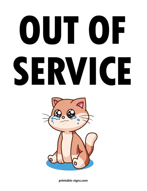 Out Of Service Sign Printable Printable Signs