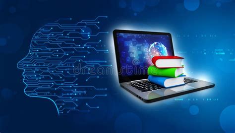 Digital Library And Online Education Books With Computer In Technology