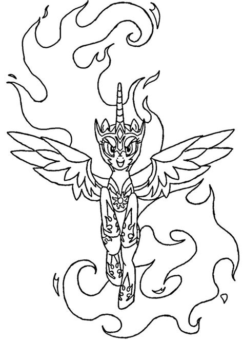 More images for nightmare moon coloring pages » Daybreaker Coloring Page Line Art Celestia MLP by sanorace ...