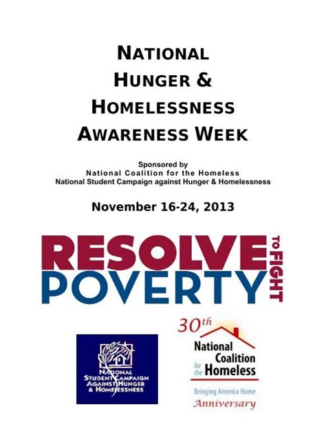 Hunger And Homelessness Awareness Week Manual National