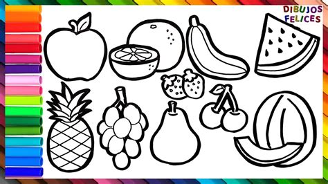 Cómo Dibujar Y Colorear 10 Frutas Dibujos Para Niños