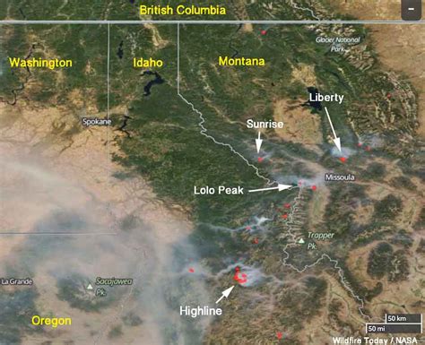 Updated Satellite Photo Of Wildfires In Western Montana