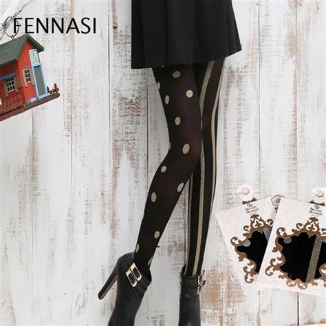 fennasi women s compression stockings nylon stockings stripe dots anti hook nylon medias women