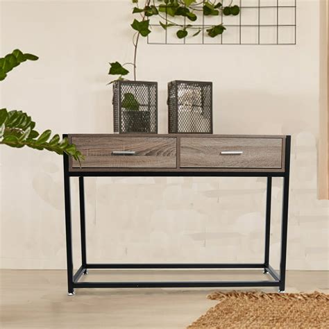 Karmasfar Product Entryway Console Table Hallway With 2 Drawers Wooden