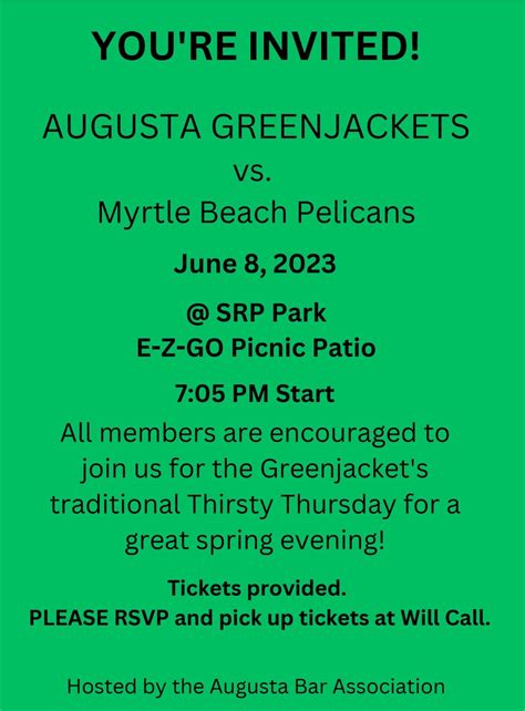 Dont Forget To Rsvp For Thursdays Greenjackets Game Augusta Bar