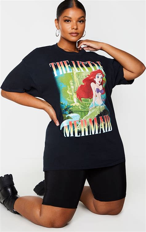 Plus Black Disney The Little Mermaid T Shirt Prettylittlething Qa