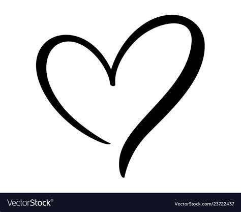 Calligraphic Love Heart Sign Romantic Royalty Free Vector