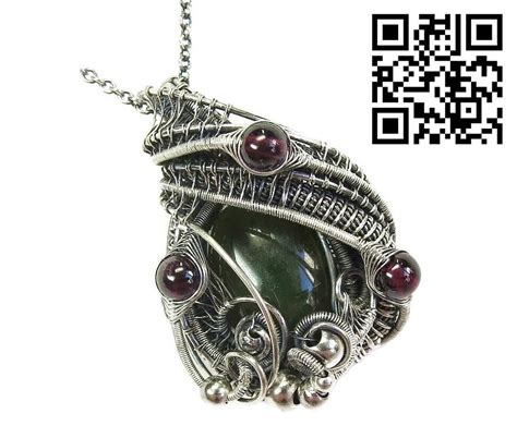 Nephrite Jade And Rhodolite Garnet Pendant Wire Wrapped In Sterling