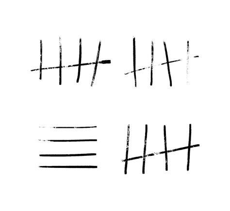 Tally Marks Or Prison Marks And Lines Isolated Scratched Count On The