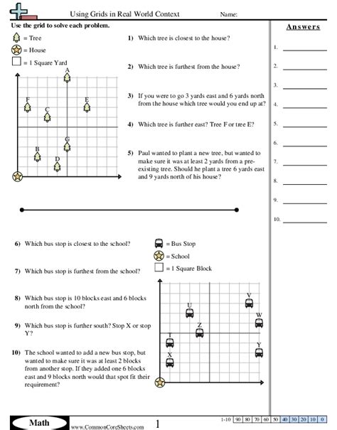 Grid Worksheets Using Grids In Real World Context Worksheet Free