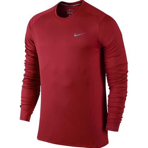 Nike Mens Dri Fit Miler Long Sleeve Top University Red