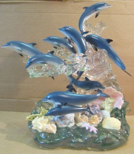 Lenox A Paradise Of Dolphins Figurine Sculpture Crystal Waves