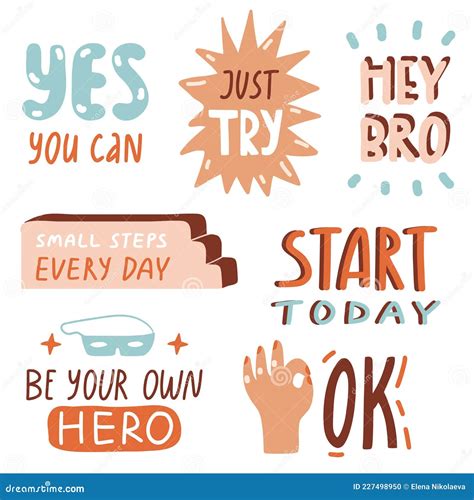 Motivational Quotes With Doodles And Lettering Stock Vector