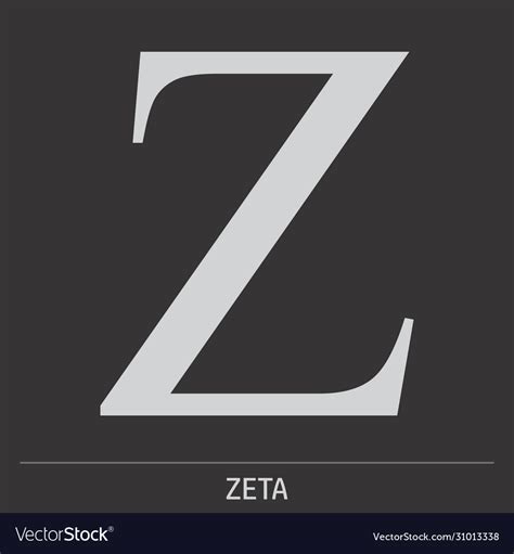 Zeta Greek Letter Icon Royalty Free Vector Image