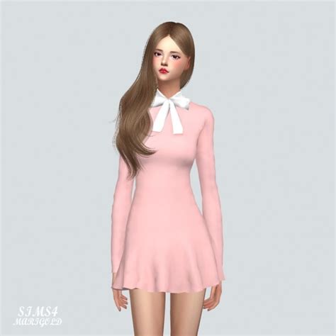 Ribbon Simple Dress At Marigold Sims 4 Updates