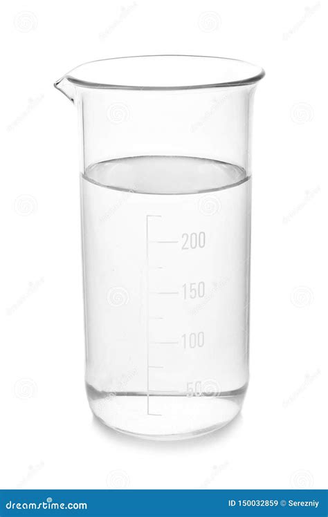 Glass Beaker With Water On White Background Stock Image Image Of Sample Scale 150032859