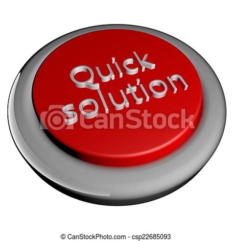 Quick Solution Words On Button 3d Render Isolated Over White