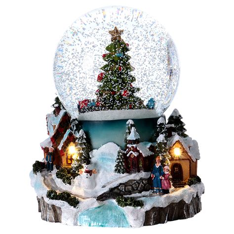 Illuminated Musical Christmas Snow Globe With Tree 20 Cm Online Sales