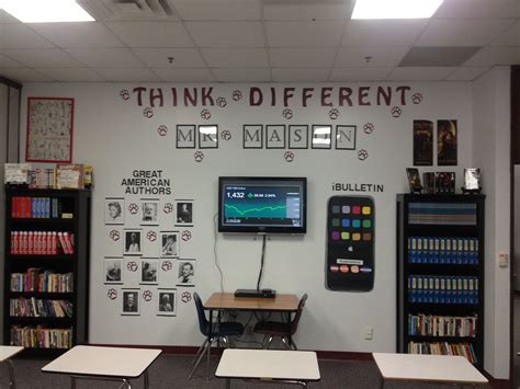 Attention to the acoustics and colour scheme may reduce distractions and aid concentration. Think Different! - Back-To-School Wall Display | School doors, Door displays, School bulletin boards