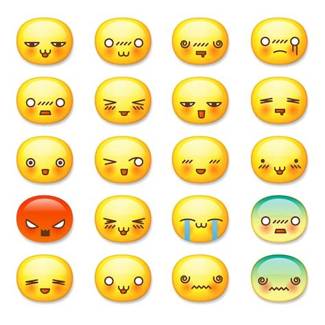 Conjunto De Emoticonos Sonrientes Lindos Emoji Aislado En La