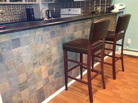Slate Accent Wall Slate Tile Bar Area Just Finished This Today It