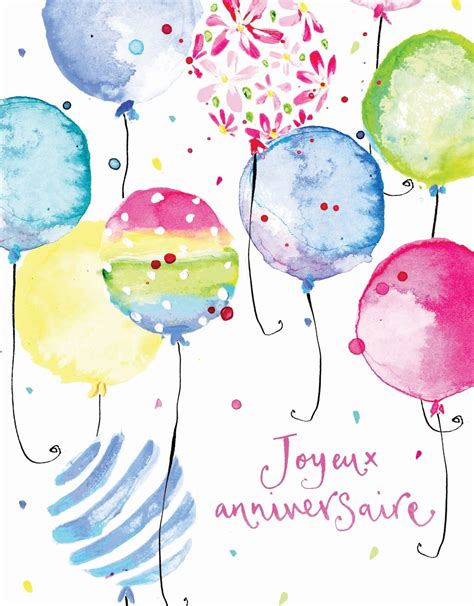 Festive Joyeux Anniversaire Balloons Greeting Card European Splendor®