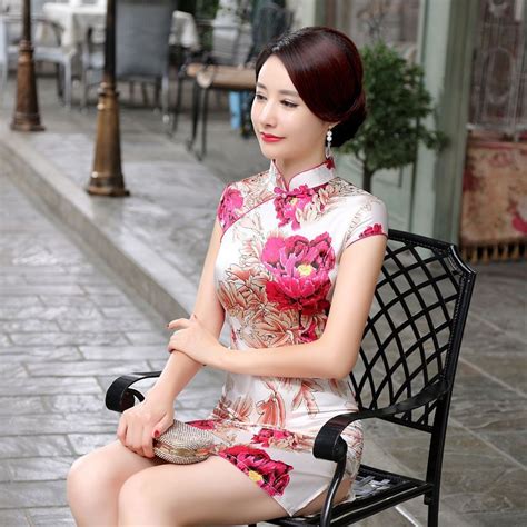 fashion chinese women s silk satin mini dress cheongsam size s to 2xl bigbeautifulwomen