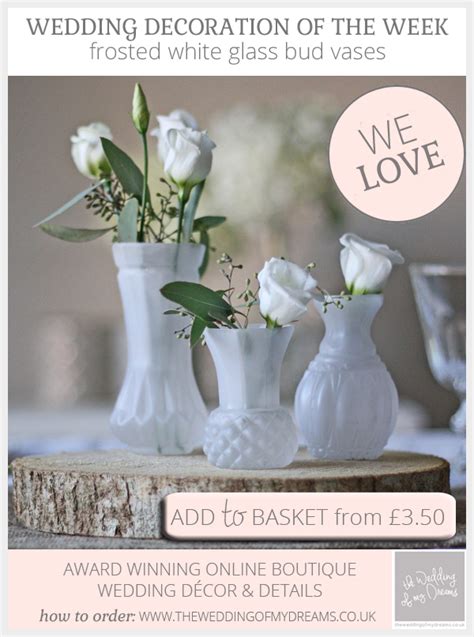 Frosted White Bud Vases Wedding Centrepiece Grouping