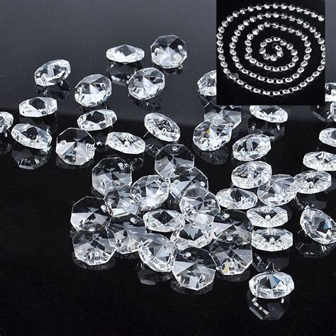 100pcslot Bling 14mm Clear Octagon Crystal Prism Beads Diy Craft