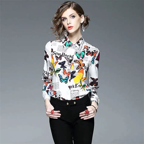 Buy Brand New Designer Women Silk Blouses And Shirts High Quality 2017 Spring Long Sleeve