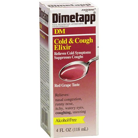 Dimetapp Dm Cold And Cough Elixir Red Grape Taste Cough Cold And Flu