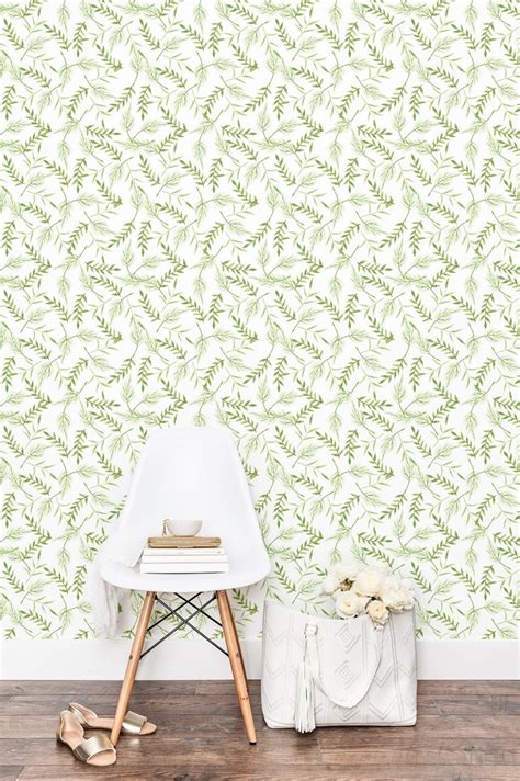 Leafy Green Botanical Peel And Stick Wallpaper Self Adhesive Etsy