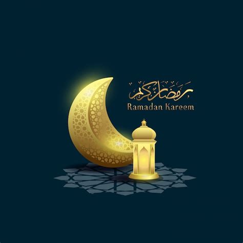 Premium Vector Ramadan Kareem With Moon And Lantern Background